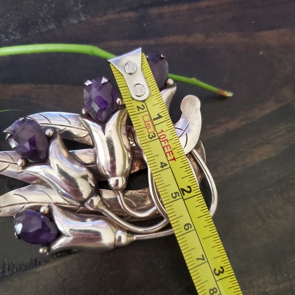 Rare Collectors Valentin Vidaurreta Early Taxco Amethyst Flower Brooch - Picture 2 of 11
